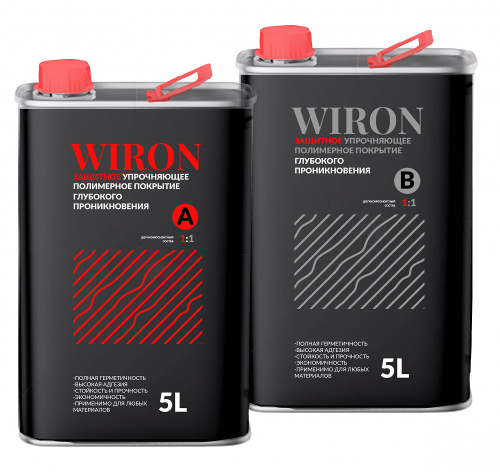 DOLOTEX WIRON Пропитка укрепляющая обеспылевающая на полиуретане, двухкомпонентная, Комплект 10 л.
