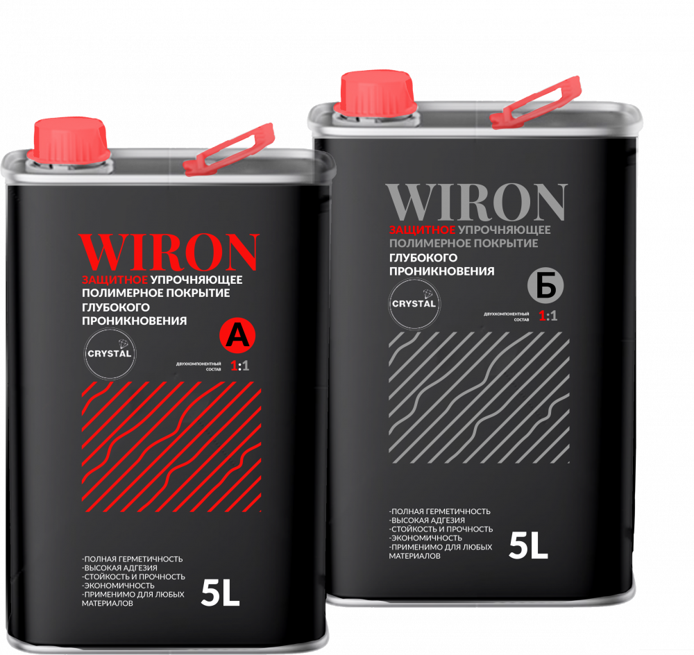 DOLOTEX WIRON Crystal Пропитка укрепляющая обеспыл. на полиуретане, двухкомпонентная, К-т 10 л.