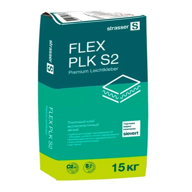 FLEX РLK S2 Плиточный клей, высокоэластичный, белый,  (С2, ТЕ), 15 кг