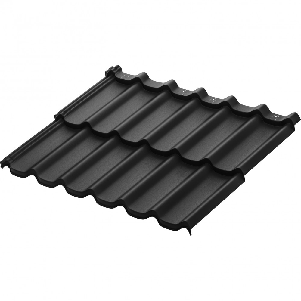 Модульная металлическая черепица Стокгольм XXL (RAL9005) 1185х475 мм PU (КАШЕМИР)